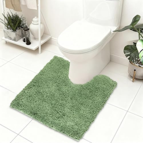 Baahrnom Mikrofaser Badezimmerteppich 50x50 cm, WC Vorleger mit Ausschnitt | WC Teppich Weiche Toiletten Teppich rutschfest Waschbar für Dusche, Luxus Badezimmer Toilette