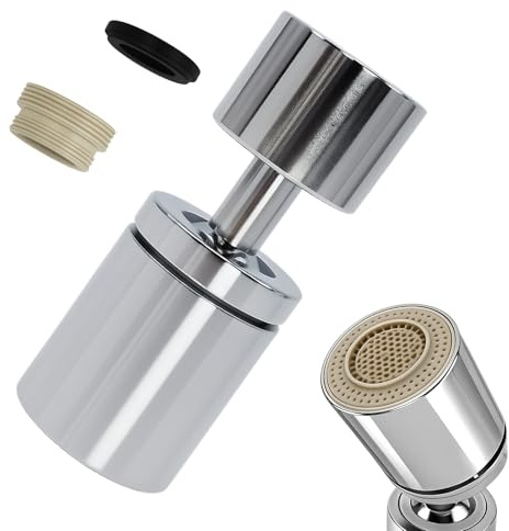 360° Pivotant Aérateur de Robinet, Aireador Grifo Cocina Giratorio M22/M24, Adaptador Grifo Cocina con 2 Modos de Agua, Aireador Grifo Antisalpicaduras, Ahorro de Agua, Filtro Fregadero Baño