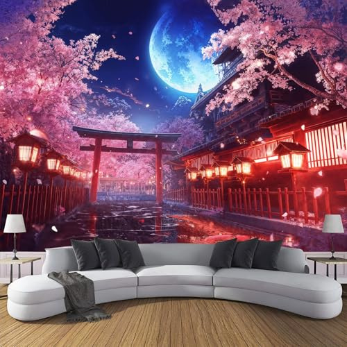Carta Da Parati Stile Giapponese Strada 350× 256cm Fotomurali In Tnt Murale, Decorazione Da Muro XXL Poster Gigante Anime Sakura Design Carta Per Pareti