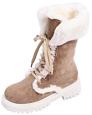 Stivali Donna Stivali Invernale Foderato In Pelliccia Con Durevole Impermeabile Termici a Metà Polpaccio Piatto Scarponi Sportive Escursionismo Scarpe Pelliccia Snow Moda Materiale Esterno Camminate