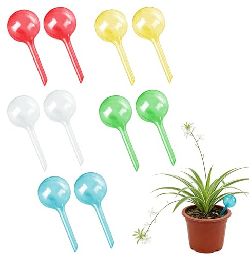 Distributeur d’eau pour plantes 10 pièces – Boules d’arrosage automatique transparentes colorées – Système d’irrigation lente intérieur extérieur – Arrosage facile et régulier pour pots de fleurs