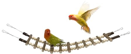 Nagerbrücke - 60x10cm Sittichstange, Hängeleiter, Flexibles Haustierspielzeug | Robuste Holzleiter Krallenpflege Vogelkäfig Ausstattung Vielseitige Nagetier Treppe Sittichschaukel Kletterhilfe Frettch