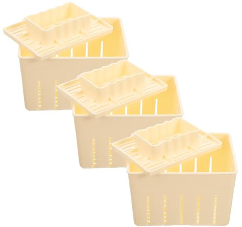 ULDIGI Prensa de Queso y Tofu Casero de Plástico Tapa, Molde para Prensar Queso Fresco y Tofu, Herramienta Doméstica para Cocina, Tamaño Compacto 5.5X4.1X3.5 Pulgadas