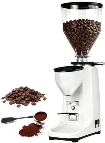 Professionell Espresso Kaffekvarn Med 60 Mm Platta Malskivor, Justerbar 0,01 Mm Precision, Automatisk Dosering, Pekskärm, För Hem Och Barista(White)