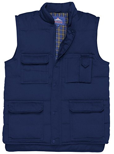 Portwest S414 Shetland Bodywarmer Long Sleeve Stud Front Lined and Padded | Navy, X Large, EN ISO 20345, Regular Fit, Cotton Flanette Lining, Durable Polycotton Fabric, Radio Loop, 8 Pockets, Workwear