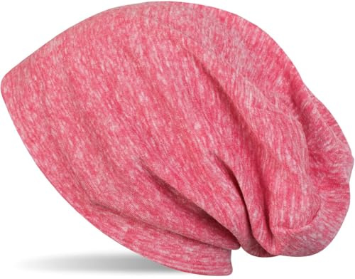 styleBREAKER Unisex tyg beanie mössa enfärgad, lätt och mjuk, lång beanie slouch beanie 04024018, melerad korall, one size