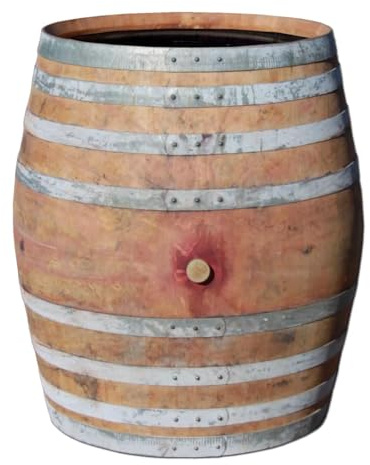 Fass mit 500 Liter, Holzfass, Weinfass aus Eichenholz (geöffnet als Regentonne + Deckel)