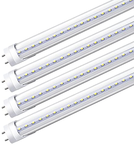 LightingWill LED T8 Light Tube 3FT, Daylight White 5000K, Dual-End Powered Ballast Bypass, 1600Lumens 15W (32W Fluorescent Equivalent), Clear Cover, AC85-265V Lighting Tube Fixtures, 4 Pack