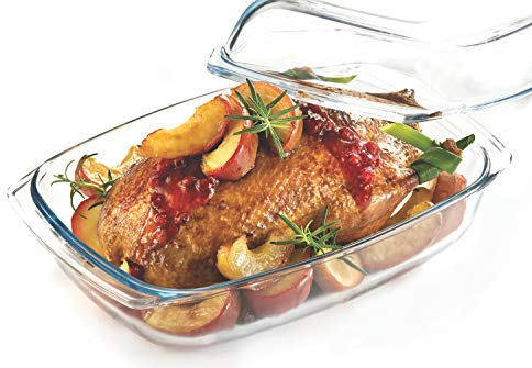 Sendez Plat à gratin de 5,8 l avec couvercle en verre résistant à la chaleur