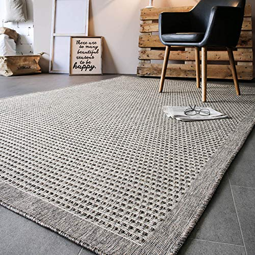 andiamo Outdoor Teppich Savannah wetterfest Terrassenteppich wasserdurchlässig Kurzfloor Flachgewebe 160 x 230 cm Hellbraun