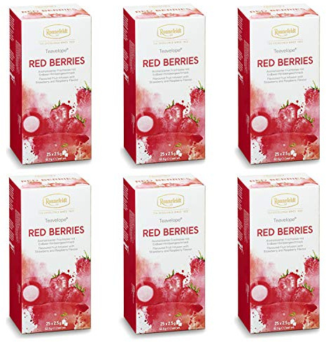 Ronnefeldt Teavelope® Red Berries, aromatisierter Früchtetee, 6 x 25 Teebeutel, 6er Pack, 375 g