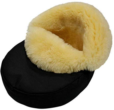 Lammfell - FUSSWÄRMER kuscheliges Merino Schaffell Naturfell Schwarz/Gelb