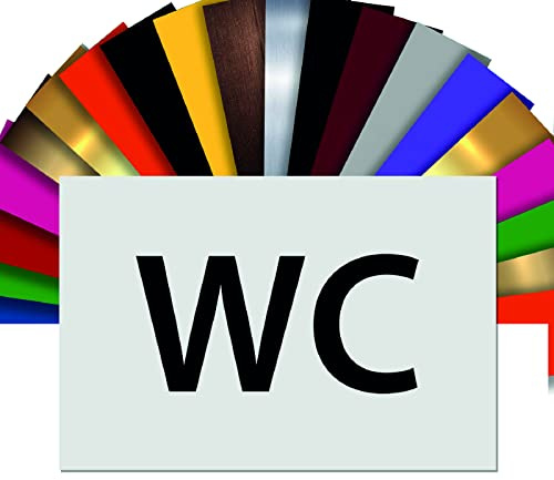 WC-Toiletten-Schild – Selbstklebende PVC-Türschild 10 x 15 cm – 21 Farben verfügbar (Weiß mit schwarzer Schrift)
