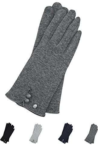 AKAROA ESTD 2019 Damen Handschuhe KEA, Touchscreen Handschuhe, extra weiches Teddyfutter, elastisches Jerseymaterial, 100% vegan