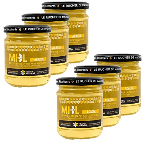 Lot 6x Miel d'Acacia - Monts du Lyonnais - Rhône Alpes - Le Rucher de Macameli - pot 250g