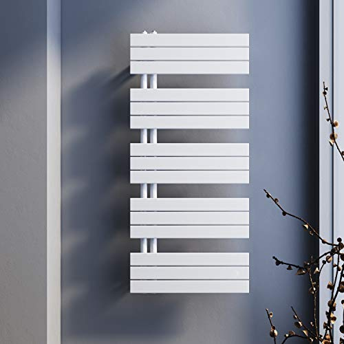 SONNI Badheizkörper Flach Handtuchtrockner 1314 x 600 mm Weiß Handtuchwärmer Seitenanschluss Panel Handtuchheizkörper