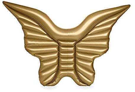 Chenzinan Inflatable Swimming Pool Float Angel Wings Beach Float Raft Swim Party Toy Pool Lounge Chair Giant Beach Mattress Floating Pool Bed Lounger 250 * 180cm for Adults Kids (Color : Gold)
