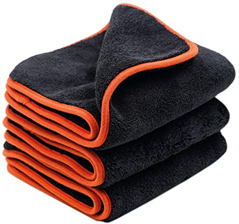 Nextgoal Lot de 3 chiffons en microfibre 1200 g/m² pour nettoyage de voiture Ultra doux Séchage Set de 3 pièces Usage professionnel pour soin de votre voiture ou moto Excellent pour polissage