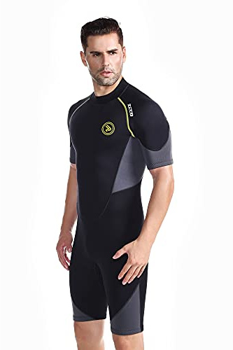 Mute da uomo shorty con cerniera in neoprene premium da 1,5 mm a maniche corte per immersioni, pesca subacquea, snorkeling, surf, canoa