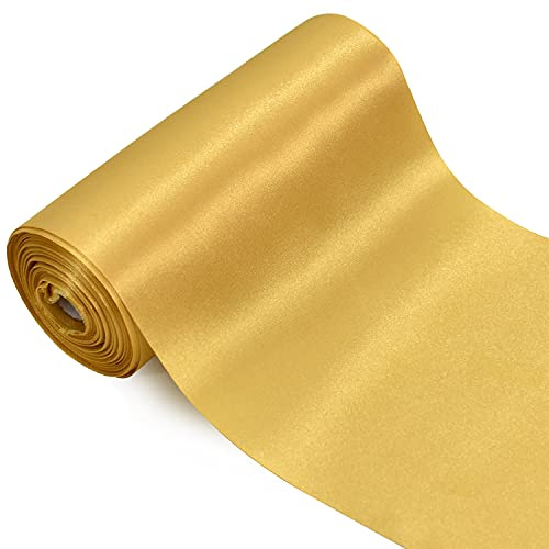 TONIFUL 15cm x 23m Or Ruban Extra Large de Satin, Solide Ruban Tissu Décoration pour Mariage/Fete/Emballage/Artisanat/Ouverture du ruban de cisaillement/Valentin/Décoration intérieure et extérieure