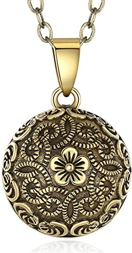 EUDORA Harmony Ball Rétro Le Style Collier Bola de Grossesse, Musique souhaitant Carillon Boule Pendentif Collier pour Femmes Dames Meilleur Cadeau de Bijoux, 76,2cm+114cm