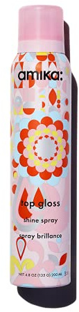 amika top gloss hair shine spray - ultra glossy finishing hairspray for frizz control + colour vibrancy - lightweight, non-greasy formula with UV filters to protect strands (142 ml)