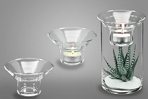 INNA-Glas Maxi tealight holder SARINYA made of glass, clear, 6cm, Ø10cm - tealight glass