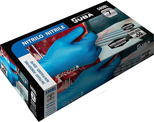 Juba Grippaz G, desechable nitrilo escamado sin polvo, azul - SIZE: 11