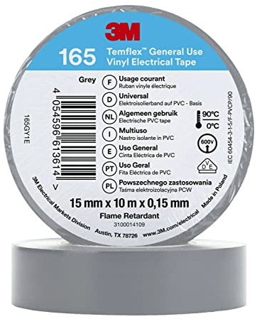3M Temflex™ Vinyl-Isolierband 165, Grau, 15 mm x 10 m, 100 Rollen