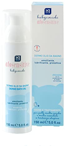 Babycoccole DERMO OLIO DA BAGNO per Bambini e Neonati. Per Pelle Sensibile e Dermatite Atopica. Delicato, Idratante, Protettivo, con Ingredienti Puri e Naturali. Dermatologicamente Testato. 150ml