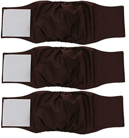 Amaliy Waschbar Hundewindeln für Rüden, Wiederverwendbar Windeln für Männliche Hunde (Braun, XL(Taille: 55-70cm))