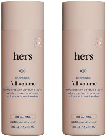 hers Full Volume Shampoo - Rice Protein & Biotin Formula - Fine Hair & Root Lift Daily Shampoo - Volumizing Hair Care - Coastal Cedar Citron Scent - 6.4 Fl Oz, 2 Pack