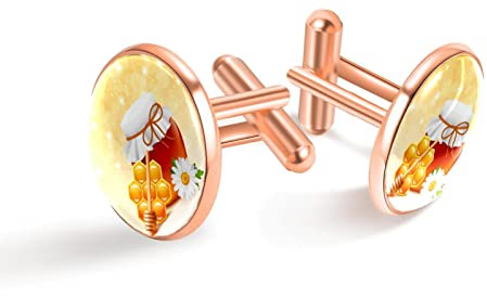 Gemelos personalizados con tarro de miel 01 para esmoquin de negocios de boda, 20mm*20mm, Acero inoxidable, Cuarzo creado