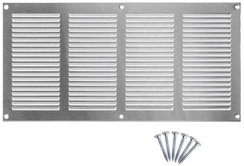 400x200mm Ventilationsgaller i Rostfritt Stål med Myggskydd - Metallgaller för Ventilation