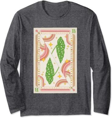 Begonia Maculata Houseplant Illustration Playing Card Design Long Sleeve T-Shirt