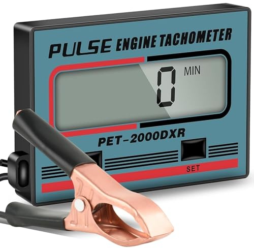 Digitaler Tachometer mit Stundenzähler, 2/4 Takt Induktiver Drehzahlmesser für Motorrad, Schneefräse, Motocross, Rasenmäher, Generator, Kettensäge