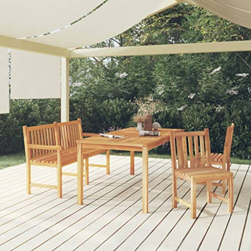 MNISDFL Terrassenmöbel Gartensofa Möbelsets Gartenlounge Set Loungemöbel 4-TLG. Garten-Essgruppe Massivholz Teak
