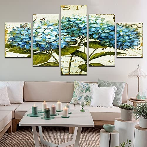 Bild Auf Leinwand - Leinwandbild - Blaue Hortensie 200×100 Cm - Wand Bild - Wanddeko - Leinwanddruck - Bilder - Kunstdruck - Wanddekoration - Leinwand Bilder - Wandkunst -0X0L/G8X