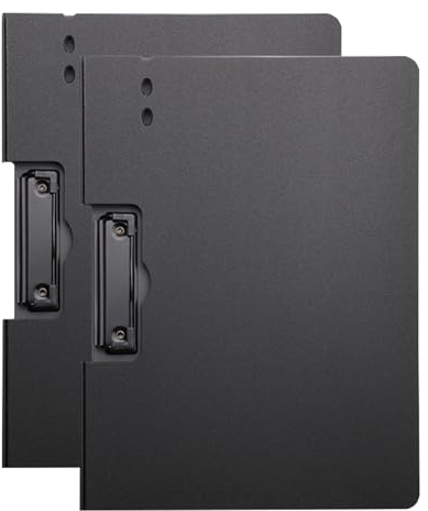 2 Stück Klemmbrett A4 mit Deckel, Kunststoff Klemmbretter Dokumenten Organizer für Geschäft, Büro, Schule, Restaurant- Schwarz