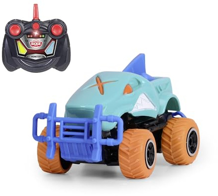 Dickie Toys – RC Auto Monster Shark (14 cm) – Fjärrstyrd monstertruck från 6 år i cool haj-look – fjärrkontrollbil för barn, 8 km/h, 2,4 GHz fjärrkontroll, inkl. batterier