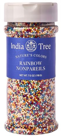 Rainbow Nonpareils – farbstofffrei, vegan, allergenfrei, pflanzliche Farben, 200 ml Glas – India Tree Nature's Colors