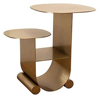 HASMI Couchtisch 2-stufiger Beistelltisch aus Metall mit offener Ablage, Nachttisch, Couchtisch, Teetisch, Möbel, Beistelltisch for Wohnzimmer, Schlafzimmer, Balkon, Wohnheim Kaffeetisch