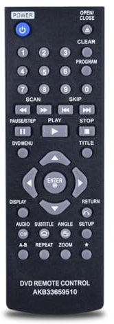 xbiez Télécommande pour lecteur DVD LG AKB33659510 DVX390 DP122 DVX440 DP520 DP522 DVX452 DVX450
