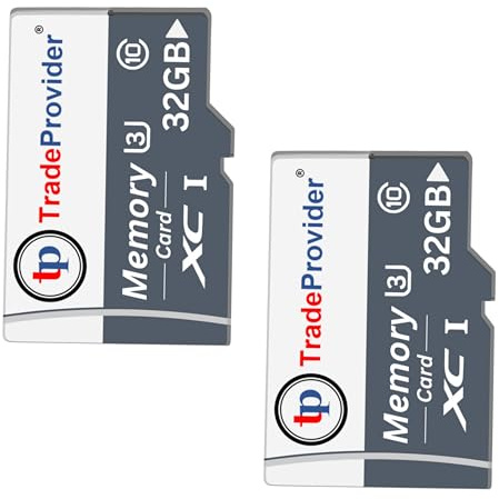 TradeProvider TF Memory Card, 32GB (2pack), Up to 140MB/s Read Speed, A1, C10, U3, V30, 4K Video Recording, for Smartphones Drones Tablets Dash Security Cameras