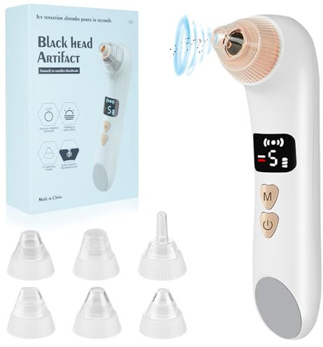 AOGOE Aspiratore Punti Neri Professionale, Pulitore dei Pori con Telecamera HD, Rimozione di Comedone Viso con Display LED, Ricarica USB 5 Testine e 5 Modalità per la Rimozione di Punti Neri, Brufoli
