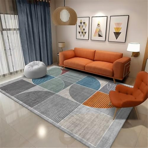 RUGMRZ Kurzflor TeppichTeppiche Waschbar Teppich Kinderzimmer Maedchen 200x250CM Teppichboden Auslegware GrauStilvolles geometrisches Muster Rutschfester strapazierfähiger