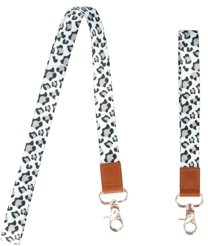 Lot de 2 Cordons Tour de Cou, Porte-clés Lanière Imprimé LéOpard, Lanière de Poignet Cordons pour Badge D'identité, Cordon de Poignet Lanières de Cou pour Clés Porte Badge Carte D'identification