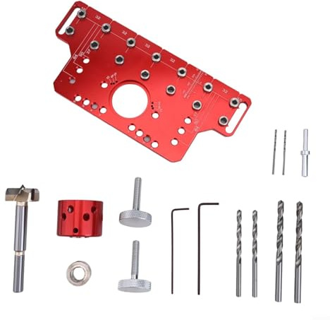 Maschera per cerniera per mensola, modello guida di foratura 2 in 1 con manicotti da 5 mm/25 mm, 3 distanze dei fori per punzonatura e foratura (tipo B)