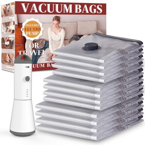 Vacbird Vacuum Storage Bags, Wireless Electric Air Pump Space Saver Bags for Travel and Home, 12 Pack