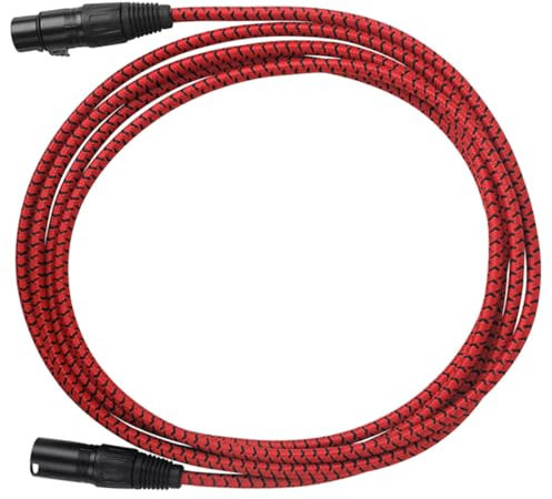 HEMOTON 3m Xlr Mikrofonkabel Male to Female Robustes Audiokabel Mit Noise Reduction Langlebiges Kabel Aus Abs Metall Und Nylon Flexibles Lautsprecherkabel in Stylischem Rot Für Bühne